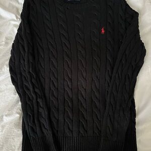 Polo Ralph Lauren Black Cable Knit Cotton Sweater Size S